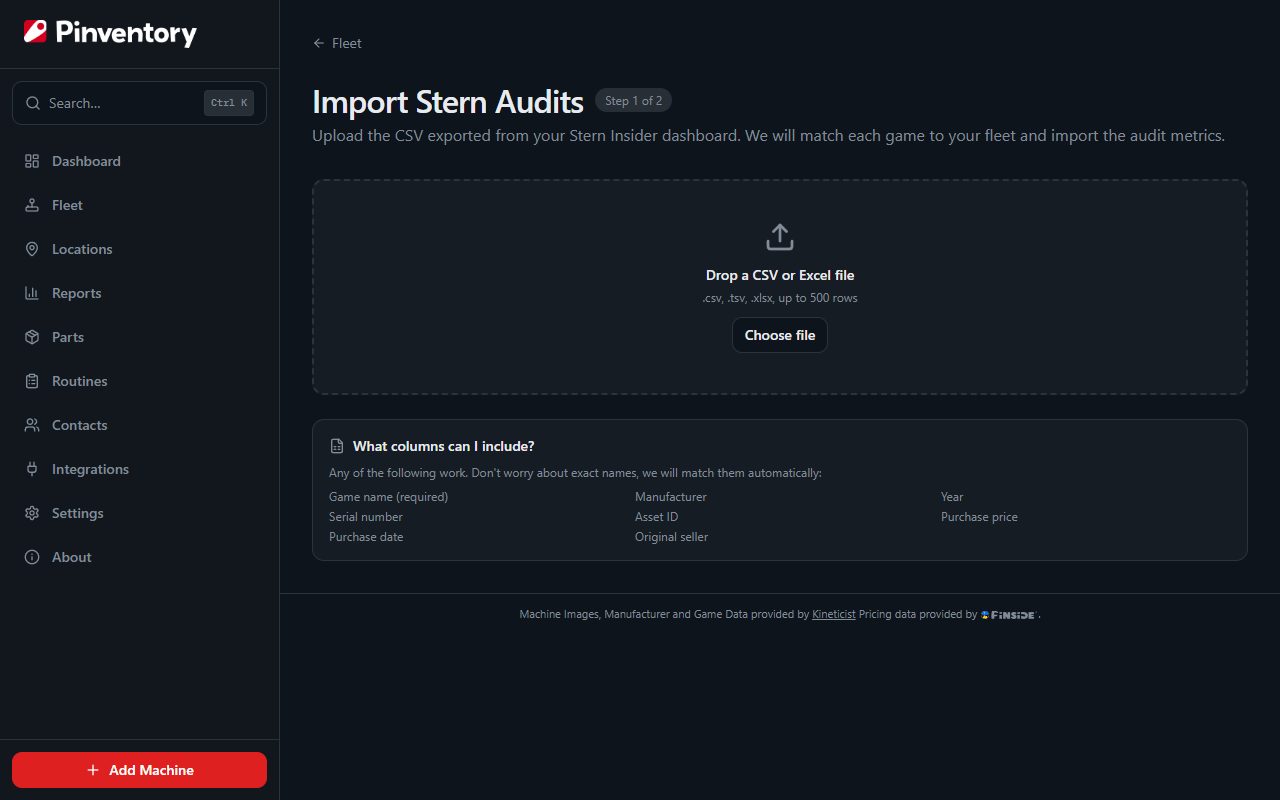The Stern audit import review step.