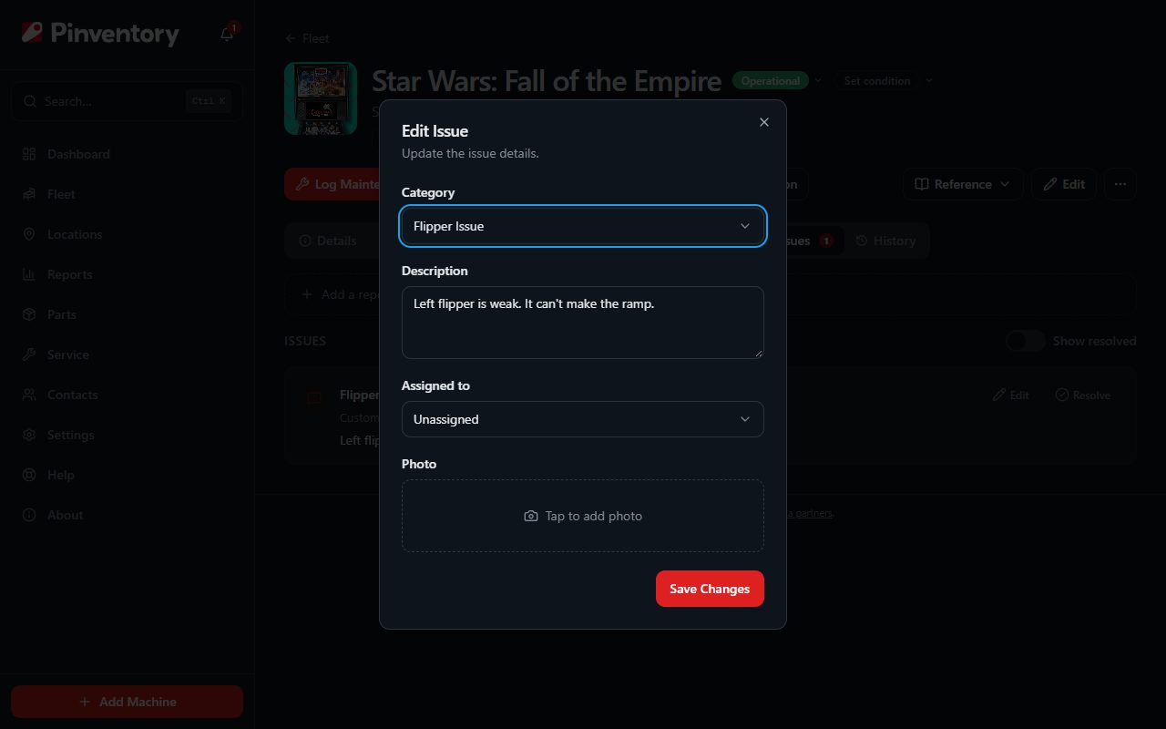 The Edit Issue dialog with the Assigned to picker.